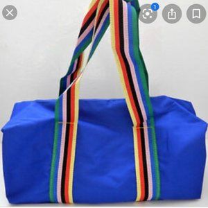 Blue Bloomingdales Duffle Bag with rainbow strap🌈